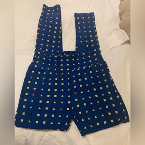 LuLaRoe geometric leggings teal with tan one size 2-10